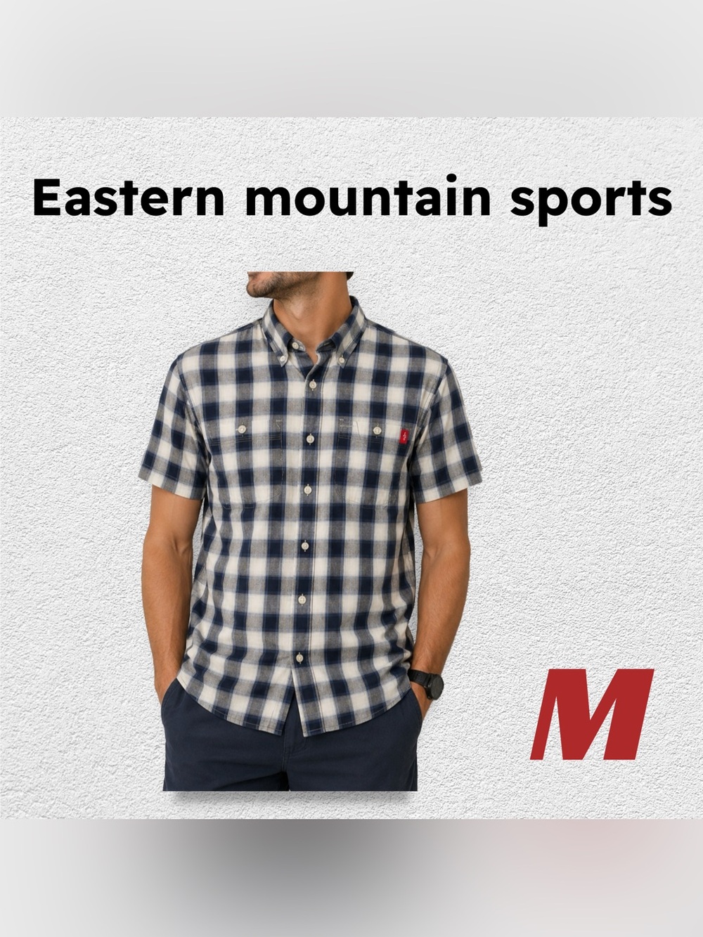 🇺🇸👌VGUC EMS | M | Classic Casual short sleeves Blue Plaid Button up shirt